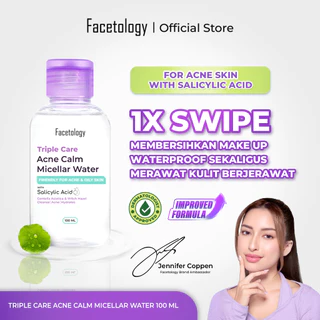 Facetology Triple Care Acne Calm Micellar Water 100ML Pembersih Wajah Salicylic Acid untuk Kulit Berjerawat dan Berminyak