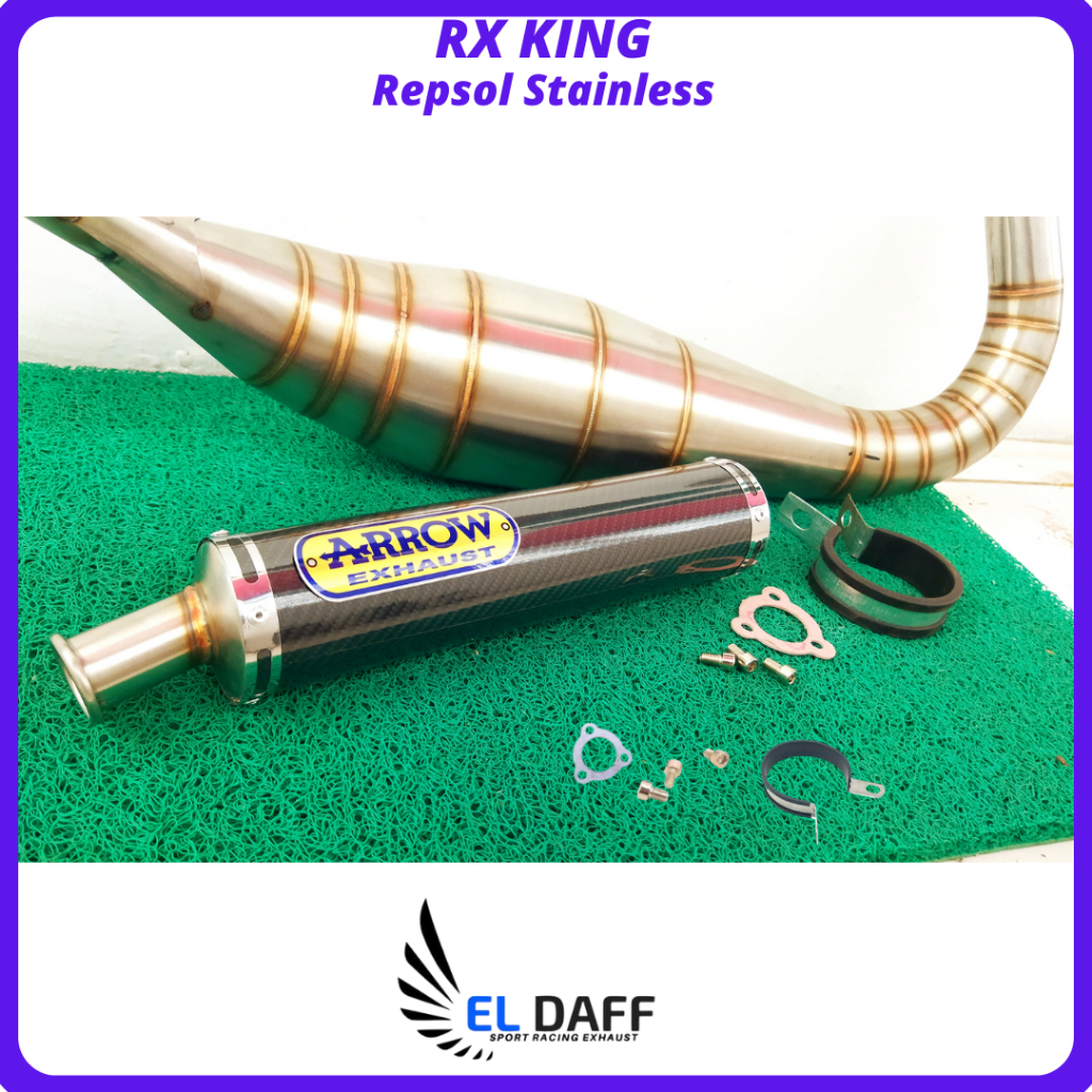 Jual Knalpot RX King Kolong Repsol Arrow Full Stainless Slincer Karbon ...
