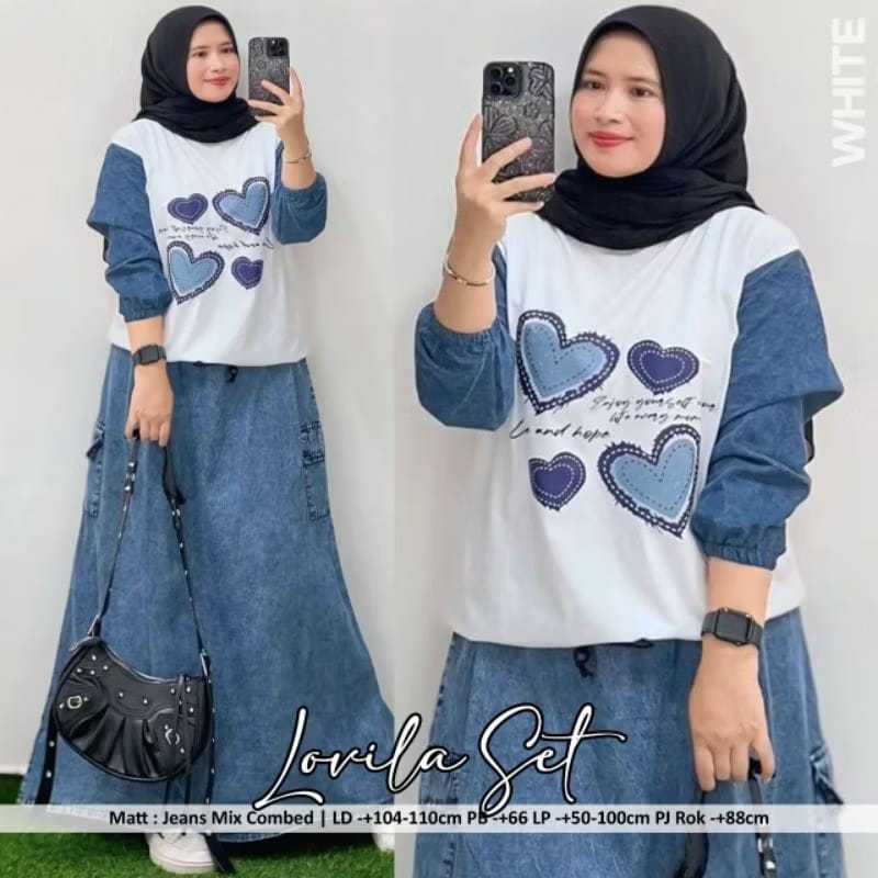 Jual LOVILA SETROK , SETELAN UKURSN STANDAR & JUMBO , SETELAN ROK JEANS ...