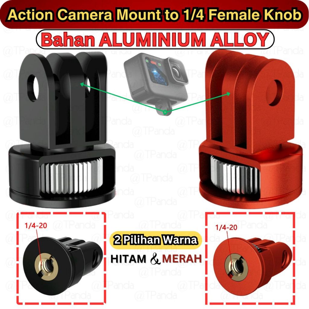 Jual Action Kamera Mount Adapter ke 1/4 Female Knob Screw Converter ...