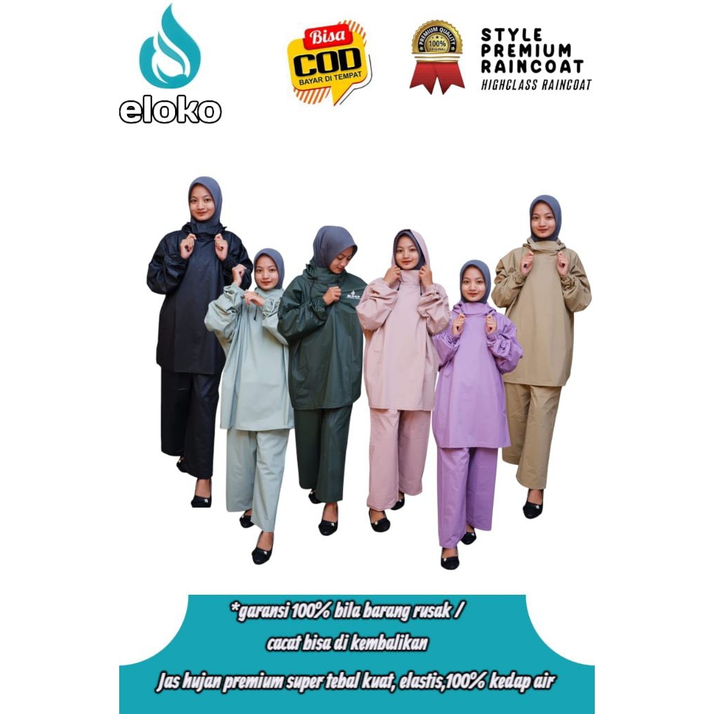 Jual ELOKO JAS HUJAN HOODIE LENTUR TAHAN AIR BEST QUALITY TERBAIK ...