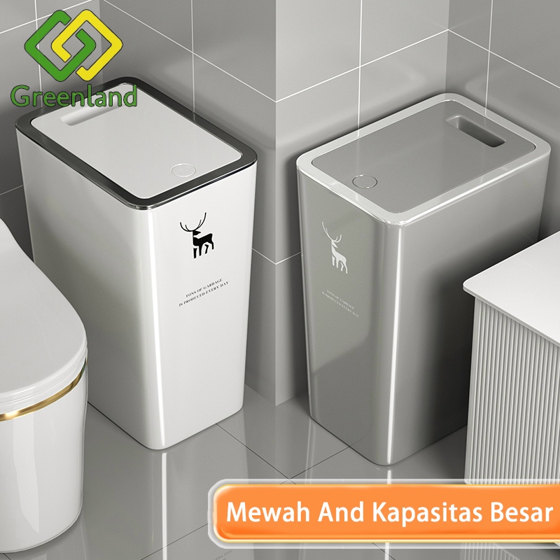 Jual Greenland Tong Sampah Plastik Otomatis Kapasitas Besar Kotak Persegi Multifungsi HSB602 | Shopee Indonesia