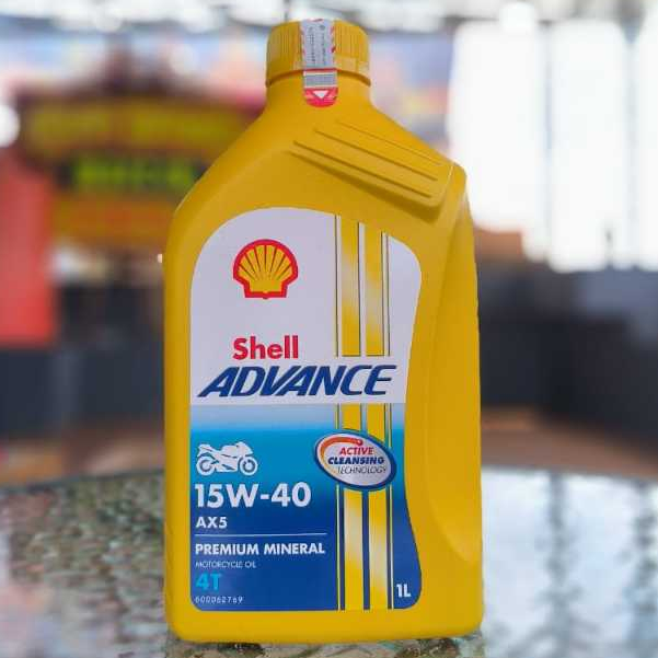 Jual OLI SHELL ADVANCE AX5 15W/40 1L PREMIUM MINERAL 4T | Shopee Indonesia