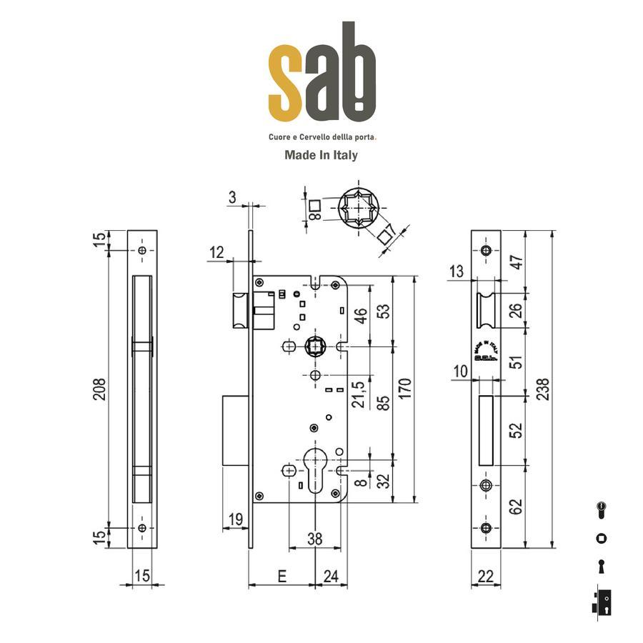 Jual Body Kunci Pintu - Mortise Lock SAB First Empire 3210 - 50mm ...