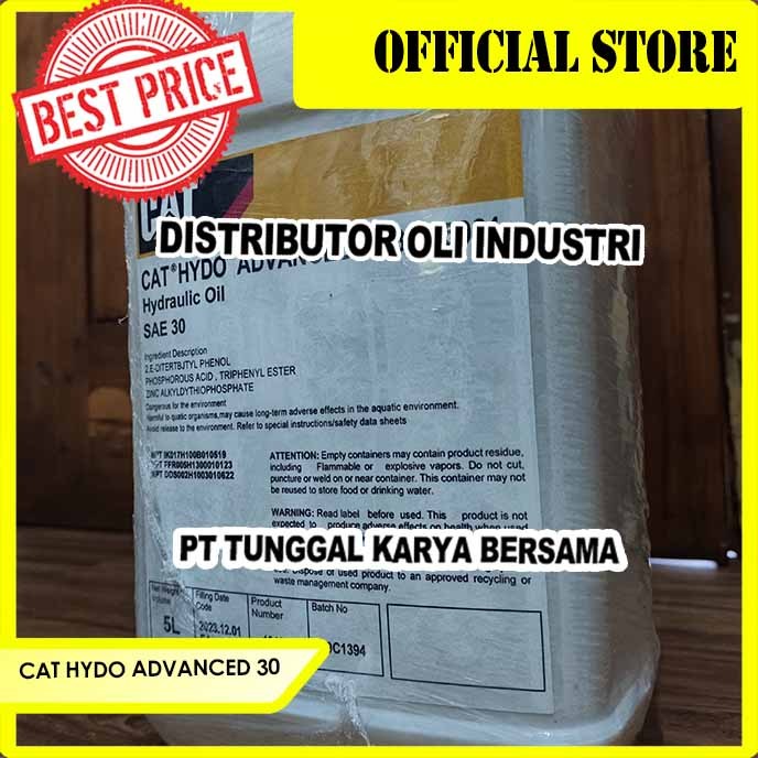 Jual CAT HYDO ADVANCED 30 ( HYDRAULIC OIL SAE 30 - 5 Liter ) | Shopee ...