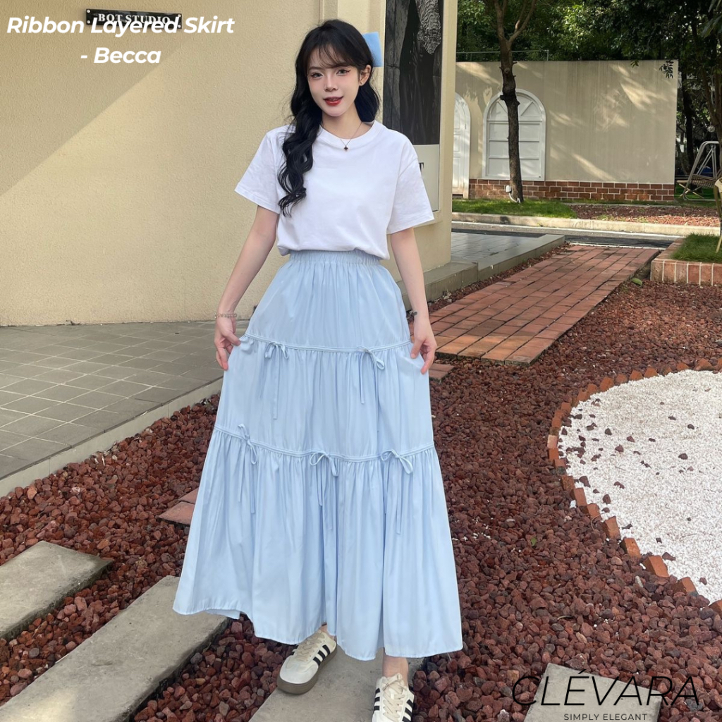 Jual CLÉVARA | Ribbon Layered Skirt - Rok Katbol Panjang - Rok Panjang ...