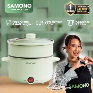 SAMONOI Panci Listrik 1,2L Dengan Kukusan Multi Cooker 600 Watt Food Grade Inner Pot Lapisan Ganda SW-DG04 Garansi 1 Tahun