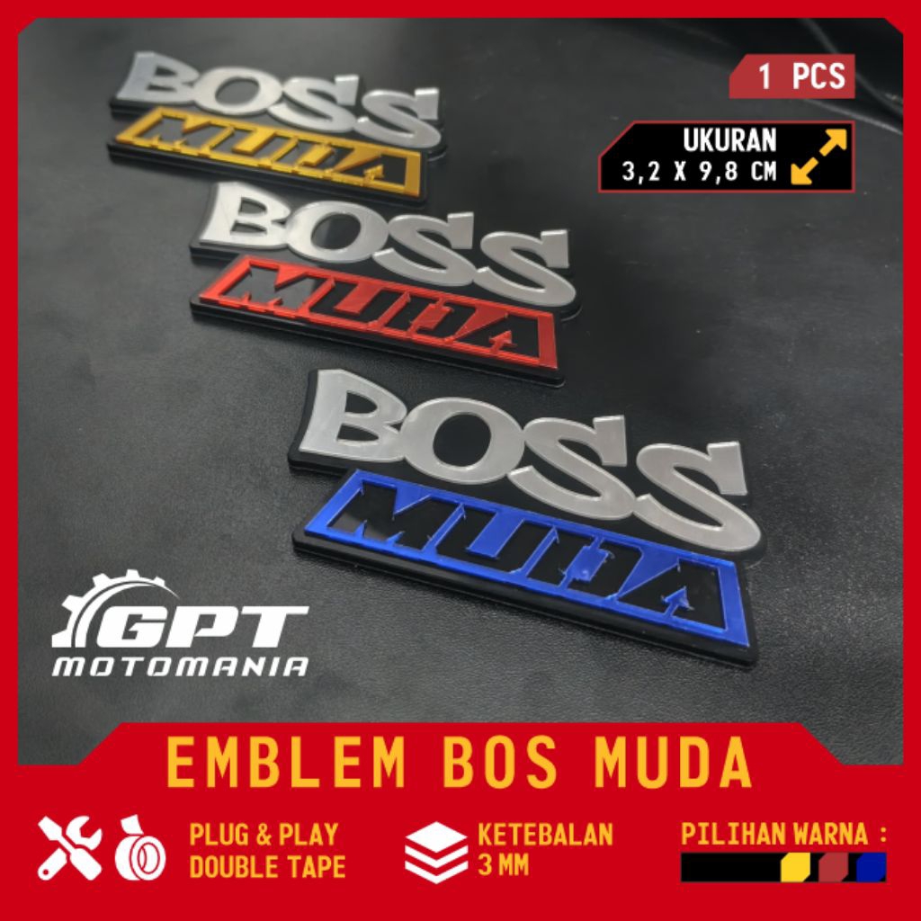Jual BOSS MUDA EMBLEM CUSTOM STIKER AKRILIK MIRROR EMBLEM MOTOR CUSTOM ...
