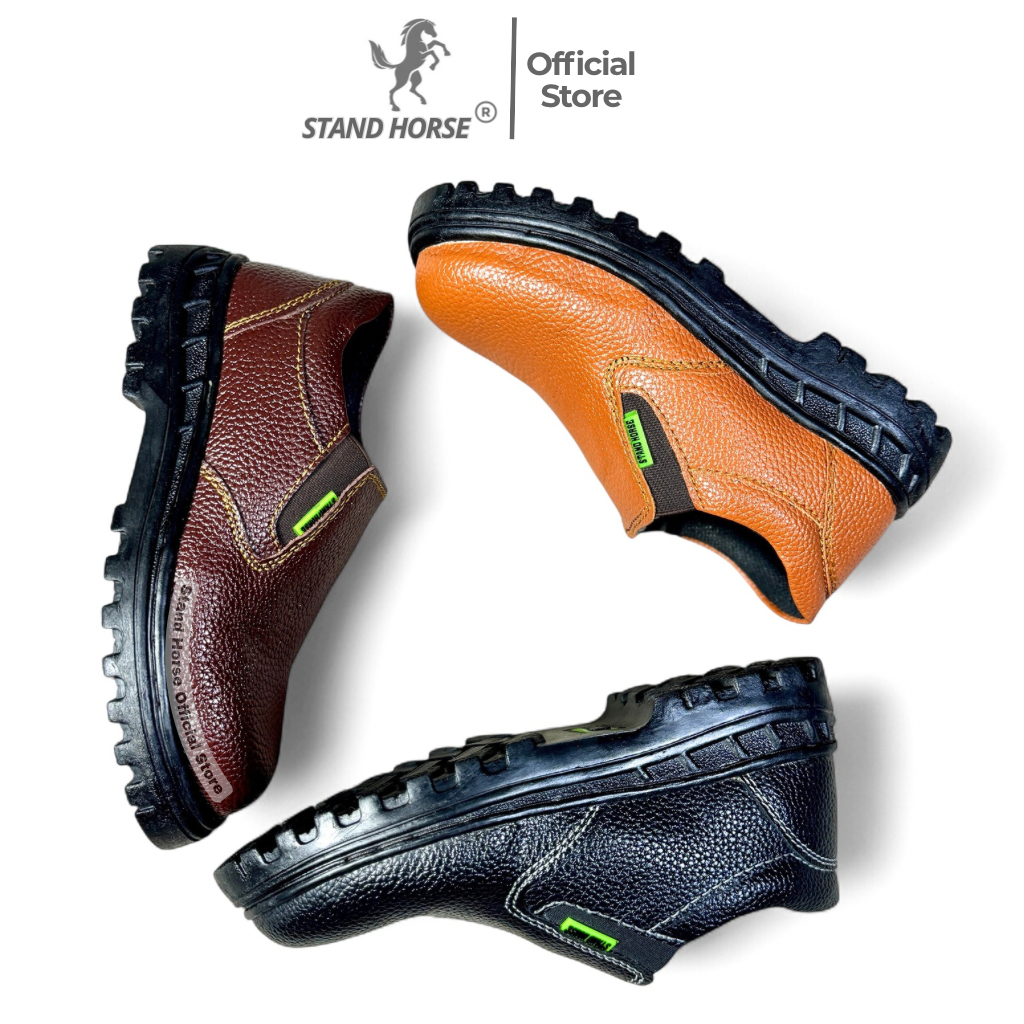 Jual STAND HORSE Sepatu Safety Pria 803S Ujung Besi Model Slip On ...
