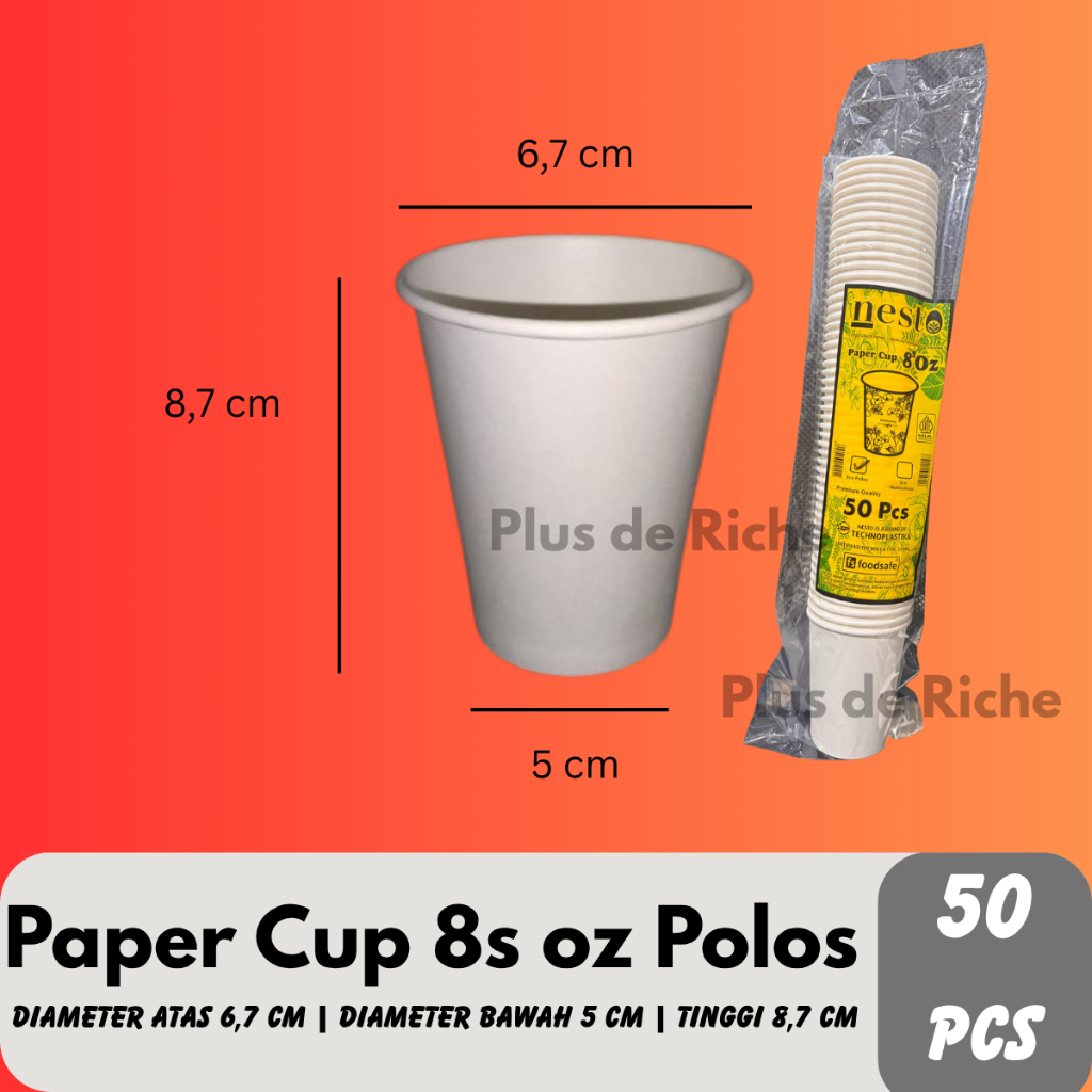 Jual Paper Cup 8s / 9oz Polos (50 pcs) Nesto- Paper Cup Coffee - Paper ...