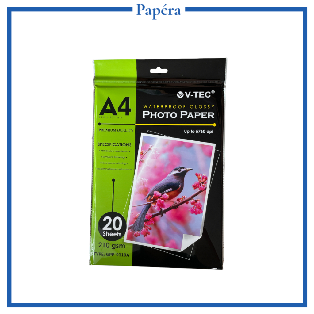 Jual Vtec Photo Paper Glossy Waterproof 210 gram A4 | Shopee Indonesia