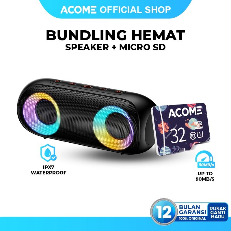 Jual ACOME Special Bundling Super Bass Speaker Bluetooth 5.0 20W IPX7 ...