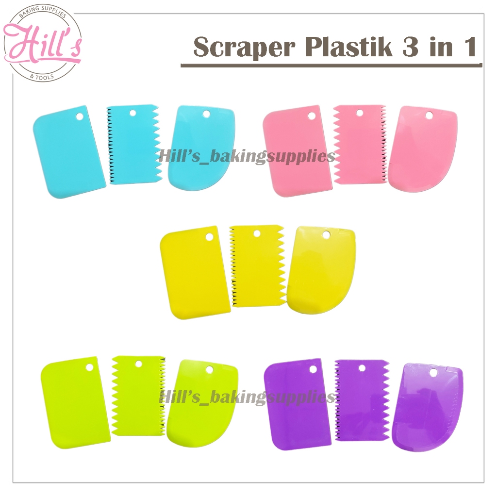 Jual ( 3 in 1 ) SCRAPER PLASTIK BUTTER CREAM ISI 3 pcs / PEMOTONG ...