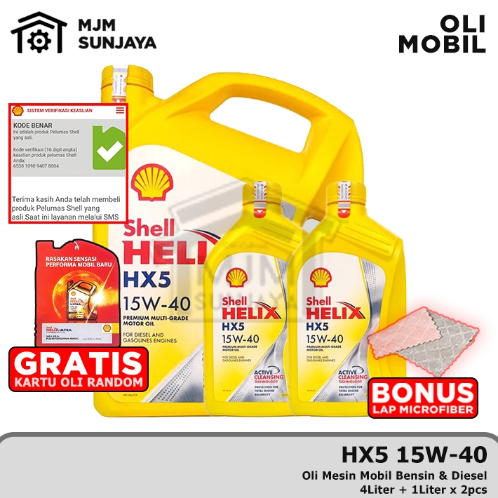 Jual [BARCODE] Oli Mesin Shell Helix HX5 SAE 15W-40 6 Liter SCAN Bensin ...