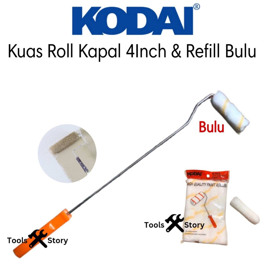 Jual KODAI Kuas Roller Roll Rol 4” Inchi inc & Refill Anak Isi Bulu ...