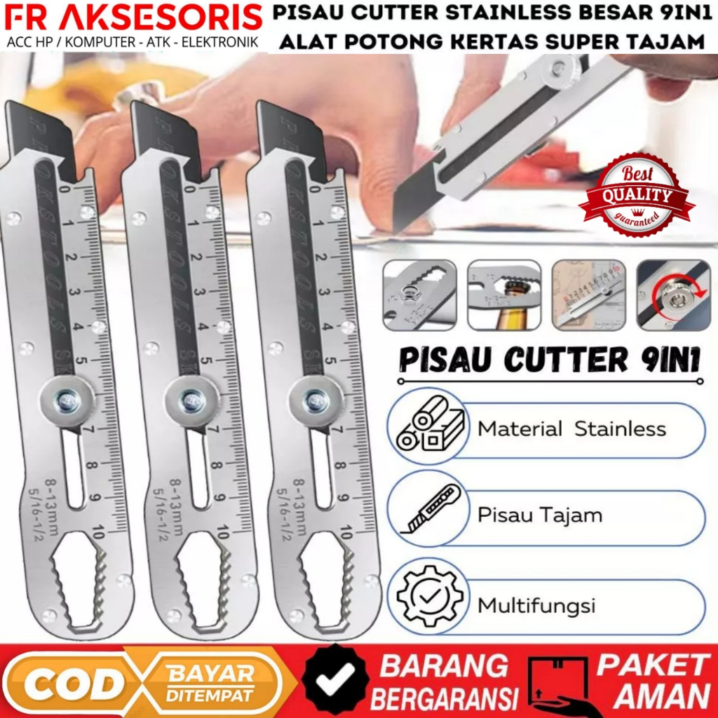 Jual Pisau Cutter Stainless Besar 9in1 Super Tajam Tahan Karat ...