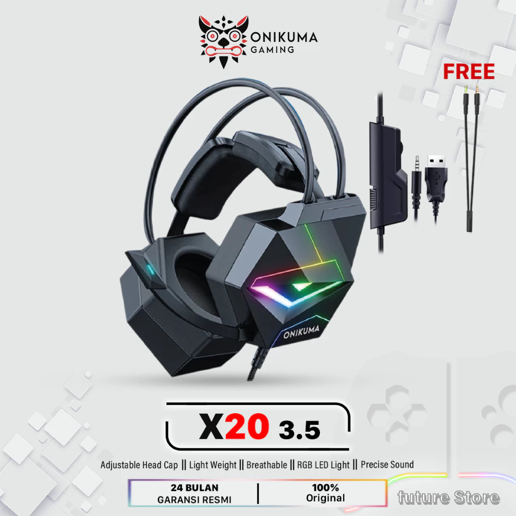 Headphone Gaming Wired Over Ear with Mic with Noise CancelingHeadphone Gaming Mic - Headset Gaming RGB Black Original Suara Full Bass Futures Gaming-Headset Gaming Headphone Gaming RGB- Headset Gaming Mobile Wired Garansi Resmi-headphone cowok-headset rgb - foto 1