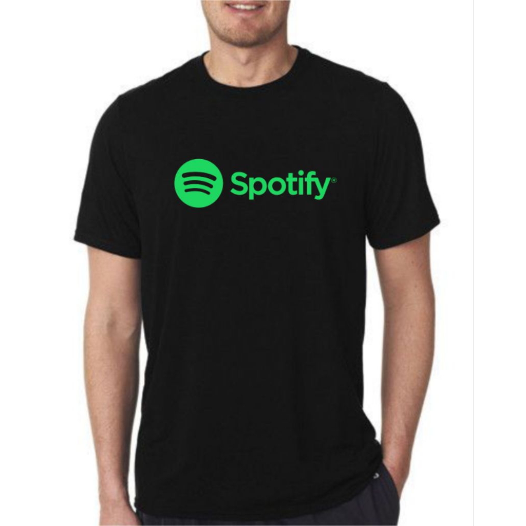 Jual KAOS SPOTIFY LENGAN PENDEK SABLON DIGITAL POLY FLEX WARNA HITAM ...