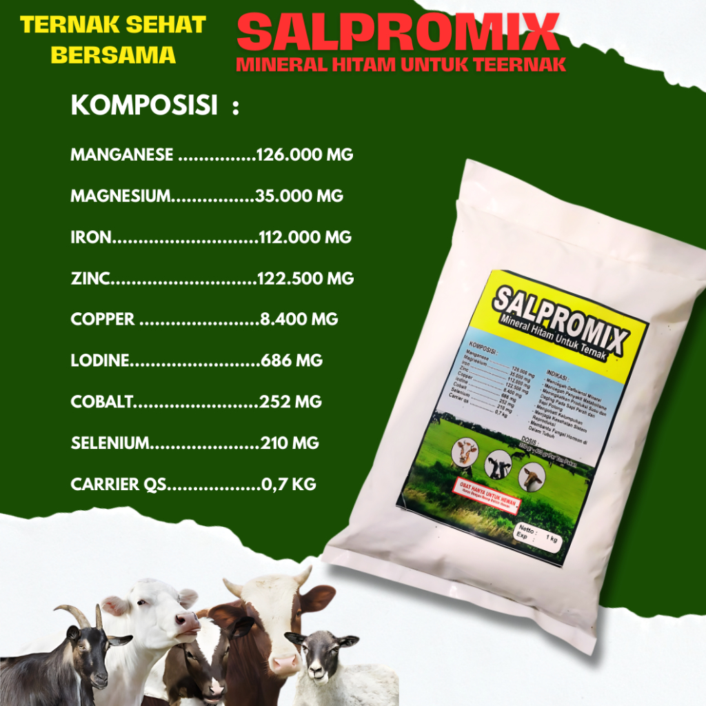 Jual MINERAL HITAM/SALPROMIX 1KG/ MICRO MINERAL UNTUK TERNAK DOMBA ...