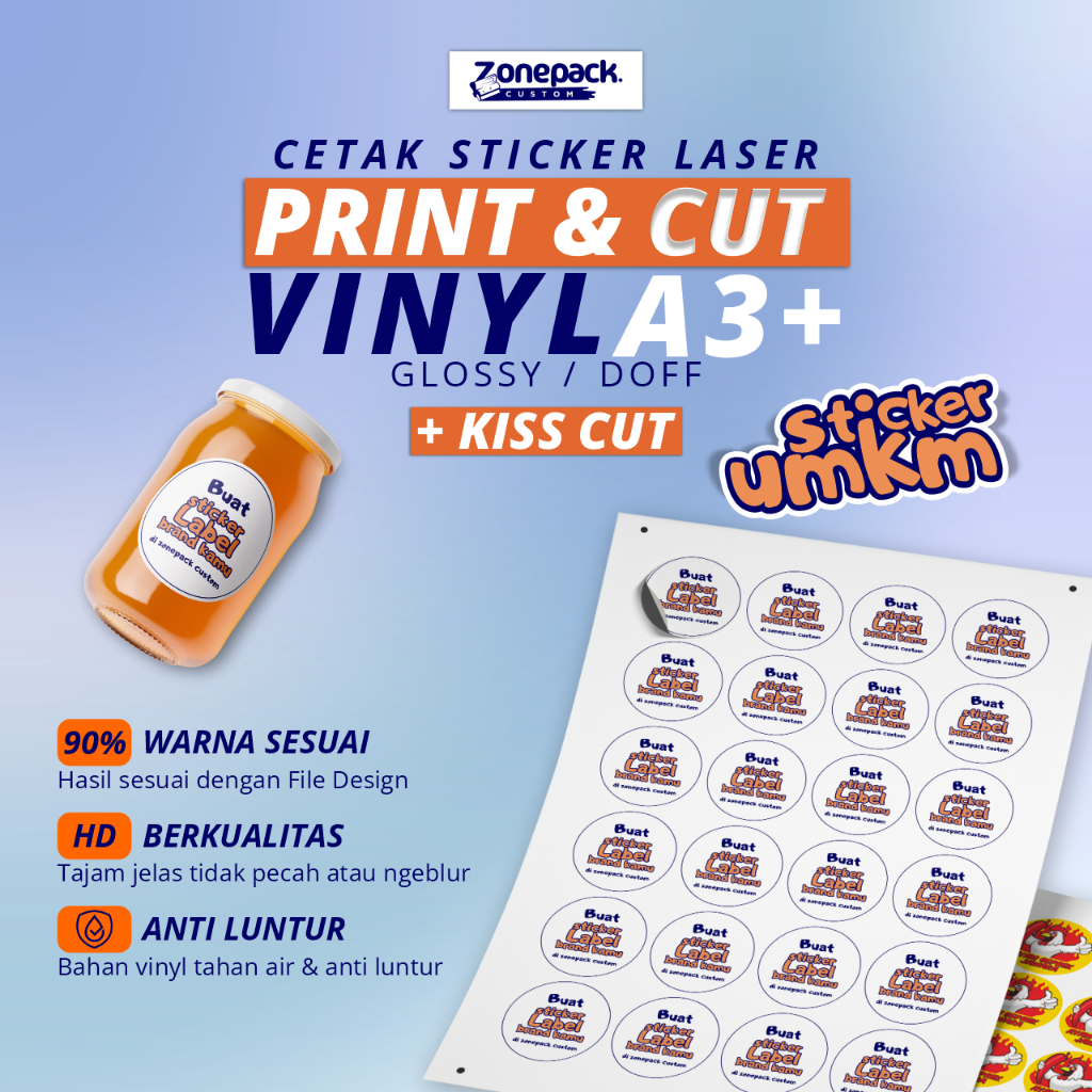 Jual Cetak Sticker Custom Vinyl | KISS CUT (Setengah Putus) | Label ...
