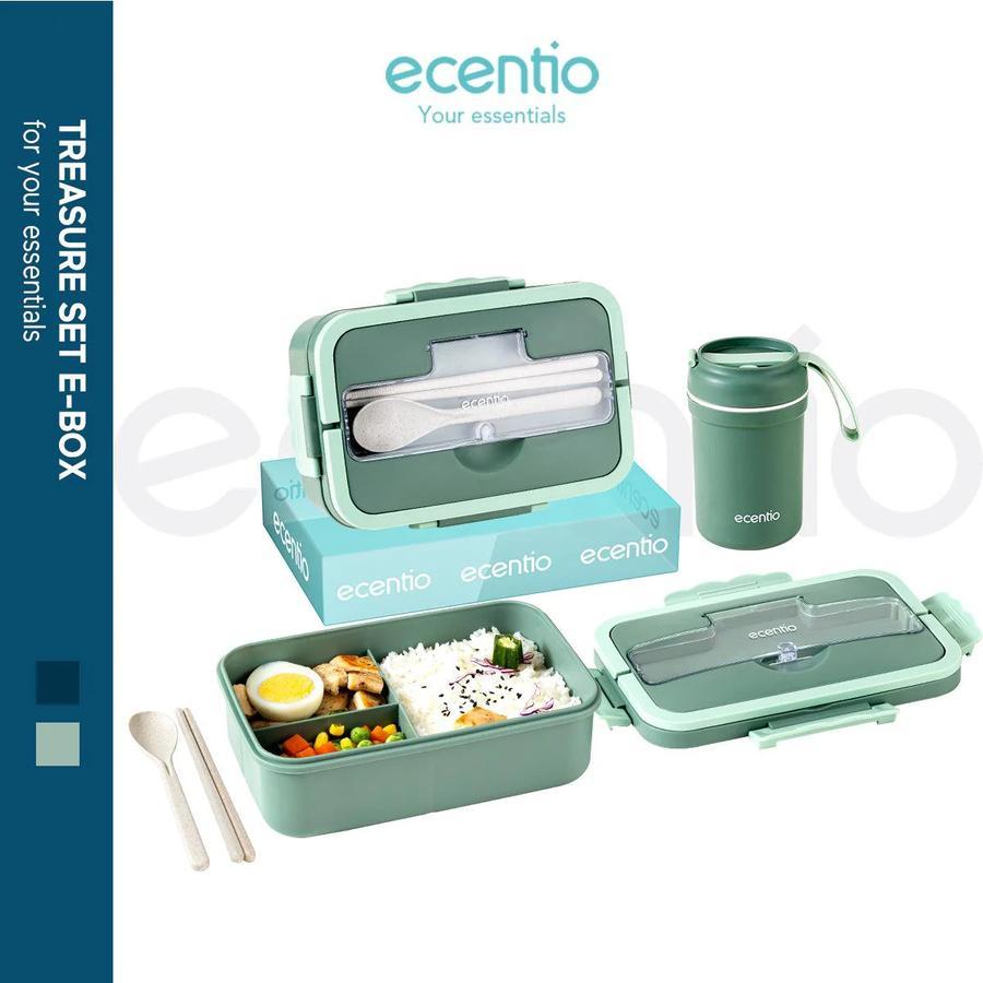 Jual Ecentio Lunch Box Set 1L 3 Grid / Kotak Tempat Makan dengan Botol ...
