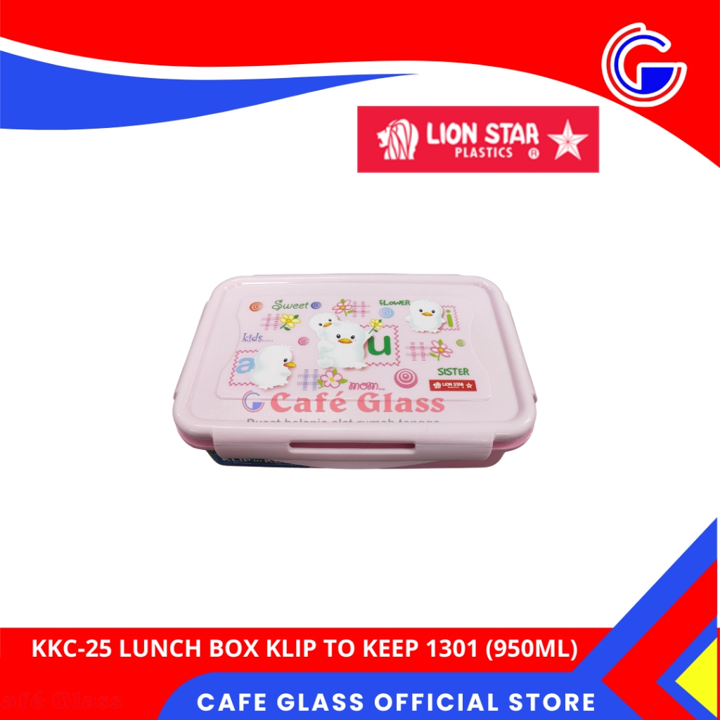 Kotak Bekal Plastik Pink Kedap Udara / Klip To Keep Segi Bekal Anak