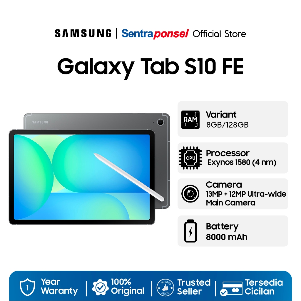 Jual Samsung Galaxy Tab S10 FE 5G 8GB/128GB Tablet AI | Galaxy AI ...
