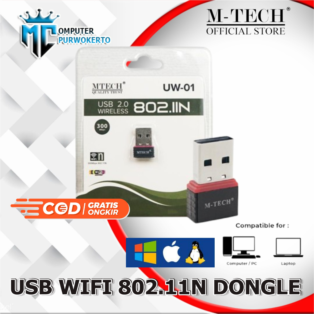 Jual Usb Wifi Wireless M-Tech 300 Mbps Nano UW-01 Usb 2.0 | Shopee ...