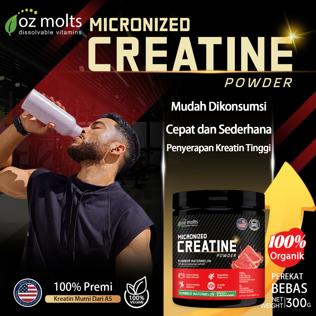 Jual Ozmolts pure Creatine Monohydrate Powder Membangun suplemen ...