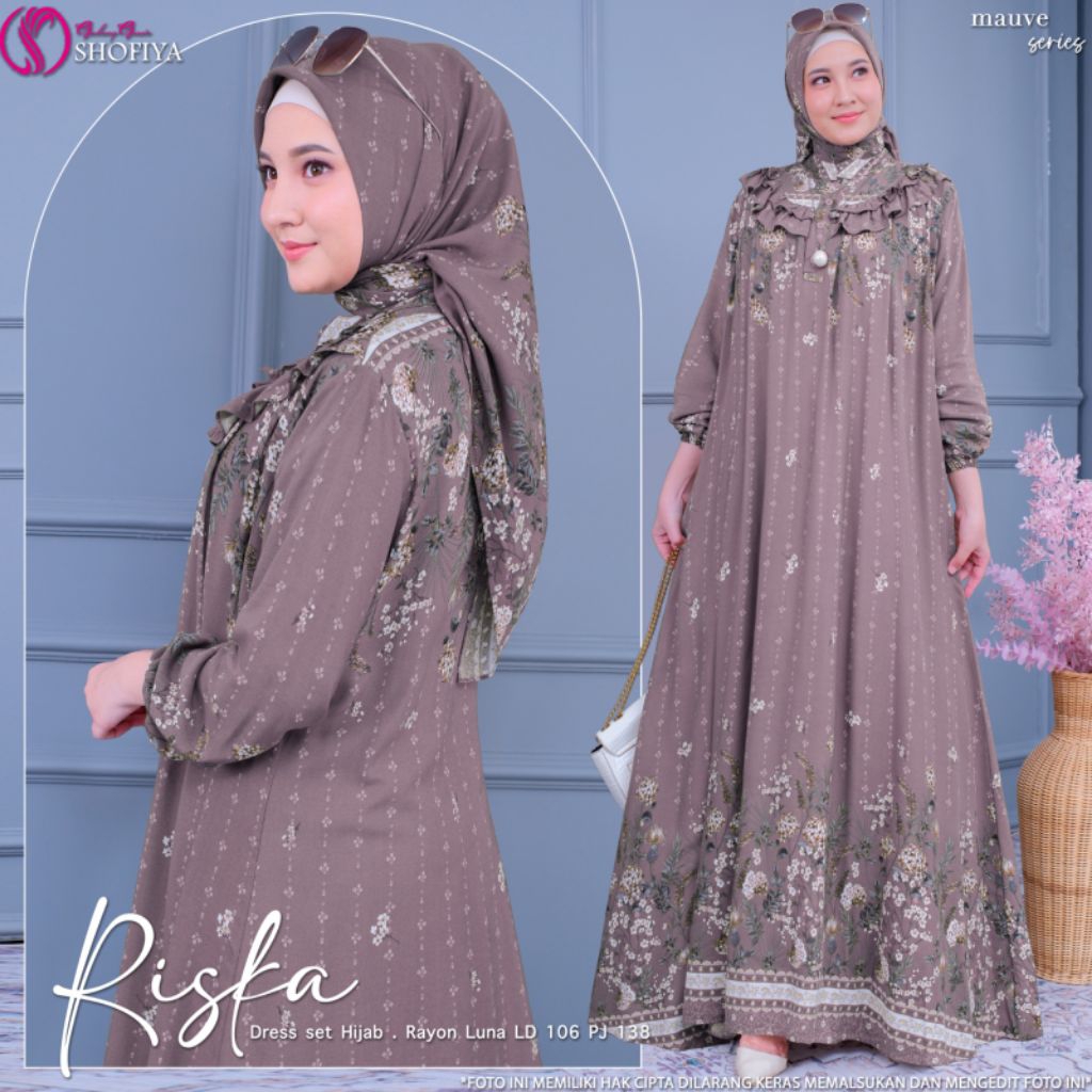 Jual NEW PRODUCT - RISKA DRESS SET JILBAB by Shofiya | Shopee Indonesia