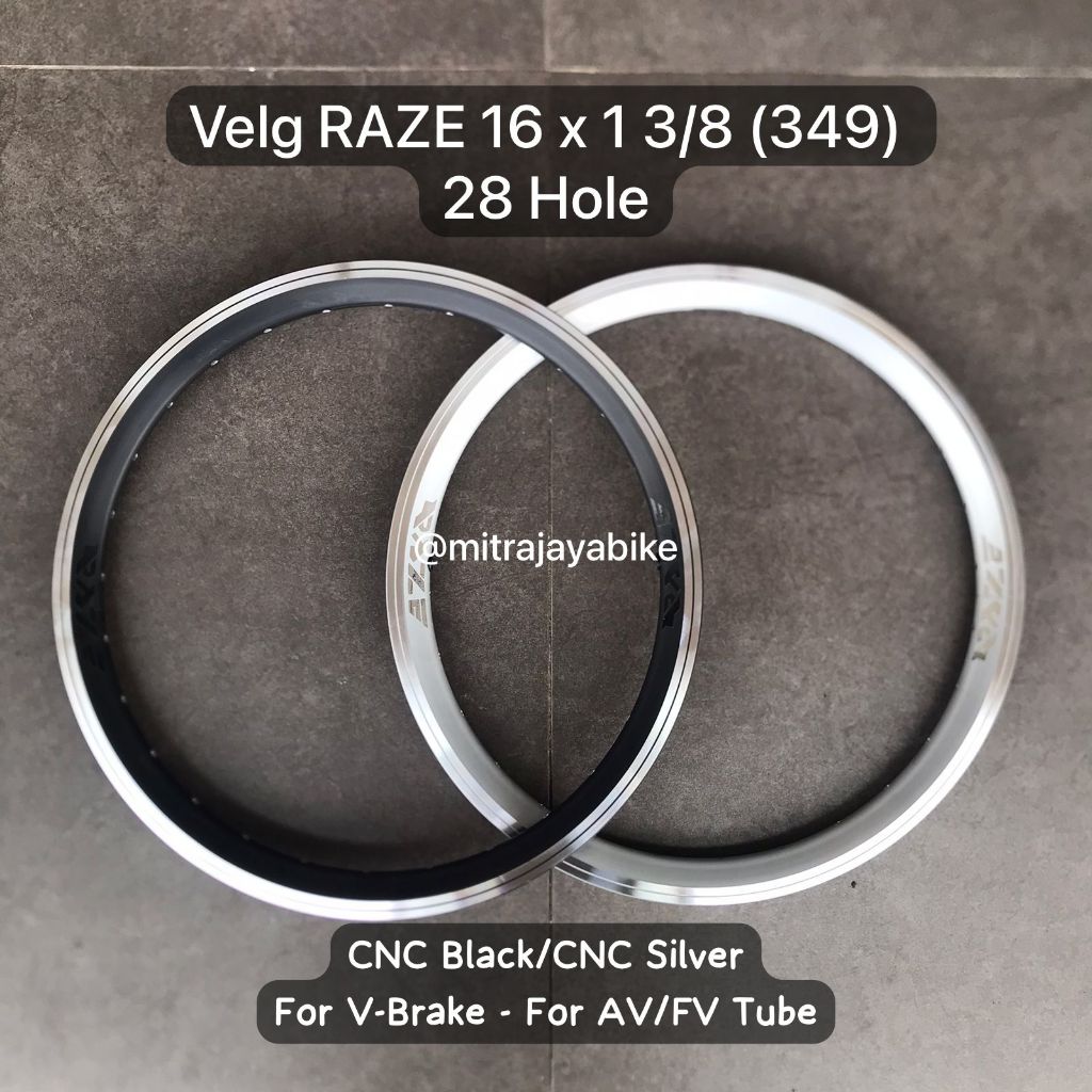 Jual Rims Velg Lipat Folding 349 Raze 16 Inch V-Brake 28 Hole Silver ...