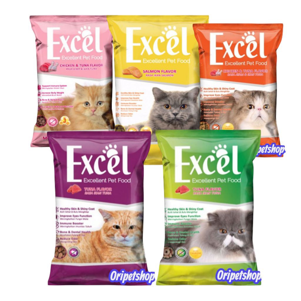Jual Excel Cat Food 500g PROMO!!! Excel Adult Tuna, Ayam,Salmon ...