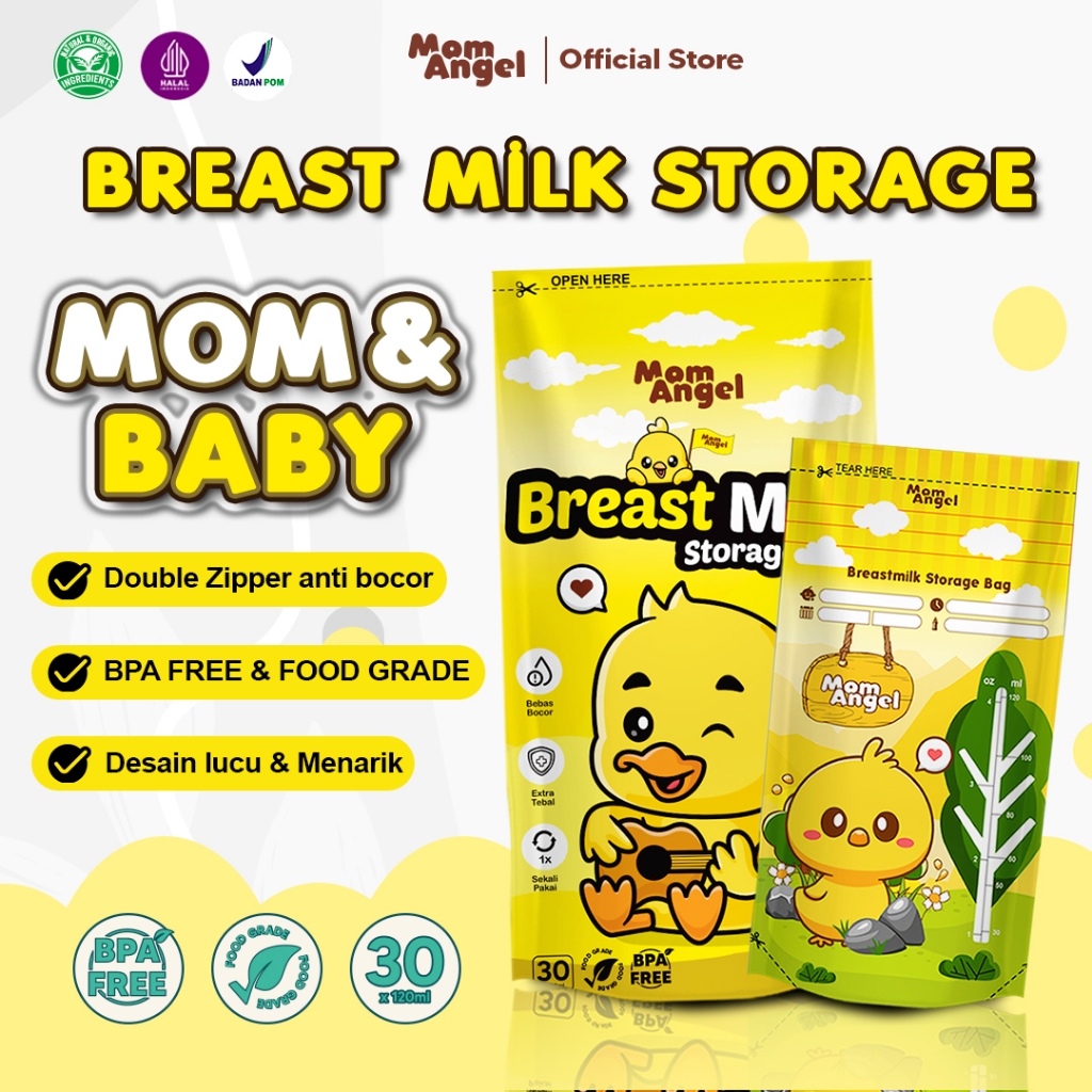 MOM ANGEL Kantong Asi Susu Bayi 120ml Baby Breast Milk Storage Bag 30pcs