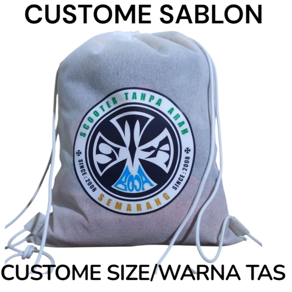 Jual Tas Promosi Perusahaan String Bag Bahan spundbond/Puring Hitam ...