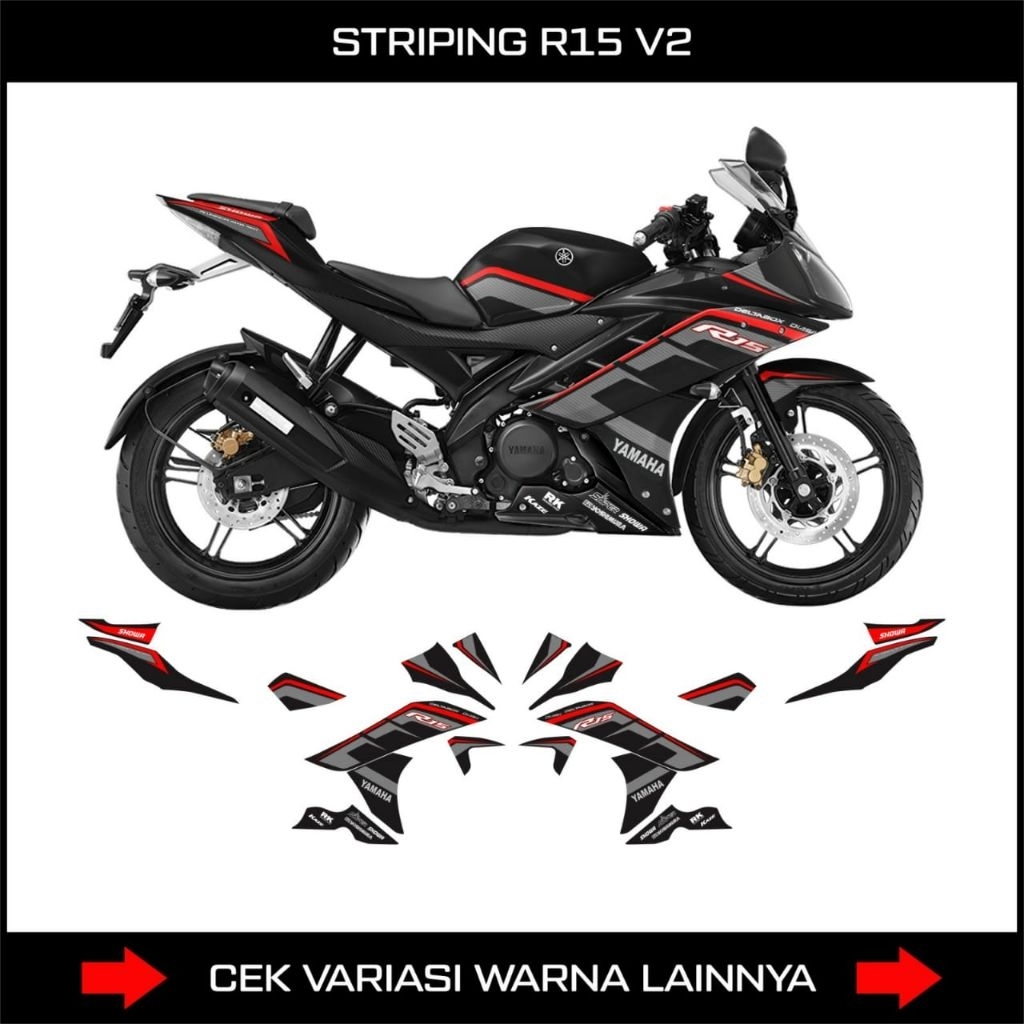 Jual Stiker Striping Yamaha R15 V2 Grafis Carbon / Sricker Decal ...