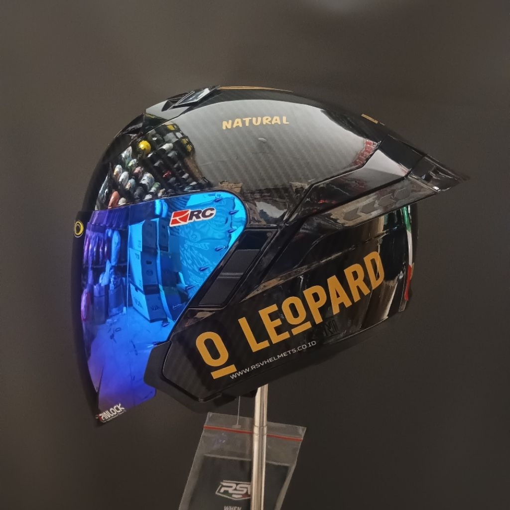 Jual Helm Half Face RSV Cabone Graphic Paket Ganteng Leopard