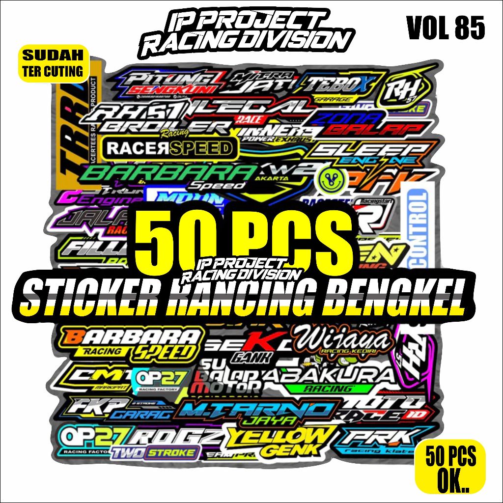 Jual Stiker sponsor racing bengkel balap isi 50pcs stiker kece stiker ...