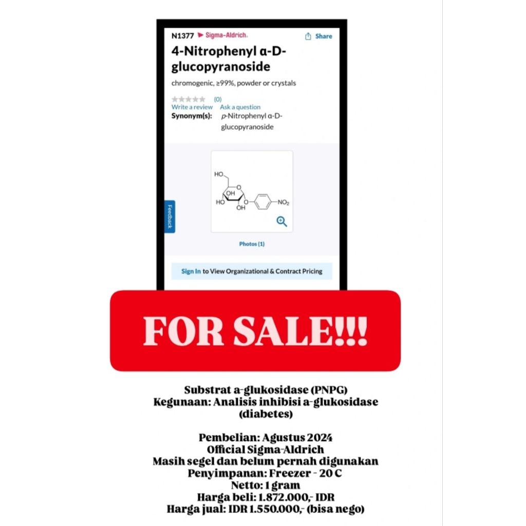 Jual Substrat a-glukosidase (PNPG) / 4-Nitrophenyl a-D-glucopyranoside ...