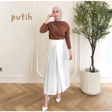 Celana Kulot Wanita Fit Highwaist Cellie Kulot Rok Pleats Casual