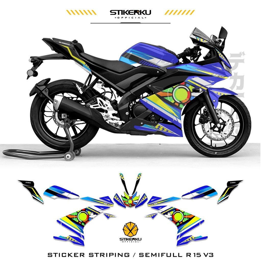 Jual STRIPING R15 V3 SEMIFULL / R15 V3 MOTIF 7 ROSSI / SEMIFULL R15 V3 ...