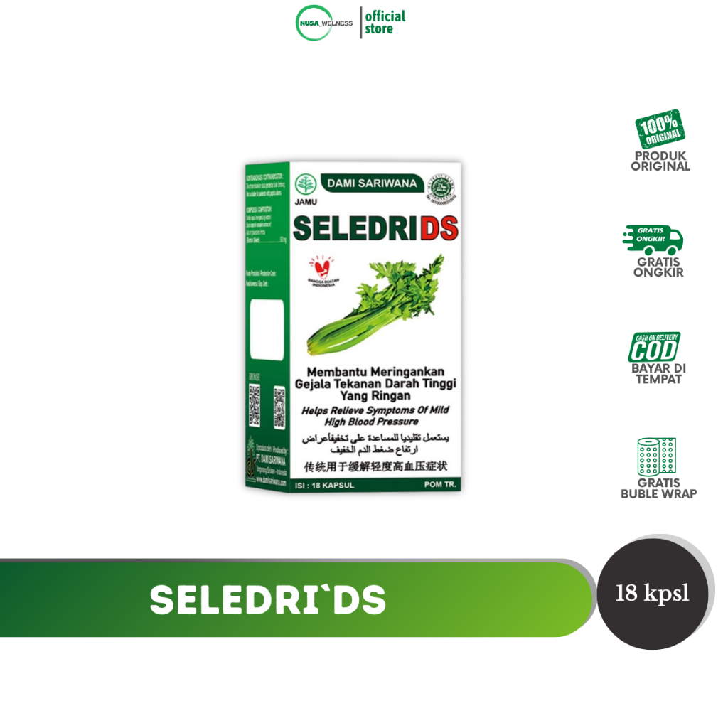 KAPSUL SELEDRI DS – darah tinggi | kapsul tradisional | seledri | herbal | tekanan darah | kesehatan darah | sirkulasi tubuh | alami | halal