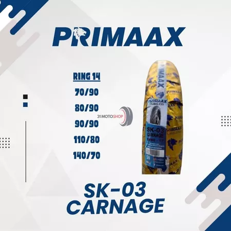 Review FREE KAMPAS Ban Motor Tubeless Primaax Primax SK 03 Carnage 70 80 90 / 90 90 90 Ring 14 Vario Mio Beat Lexi: Pilihan Tipe, Kelebihan, Kekurangan, dan Harga Terbaru