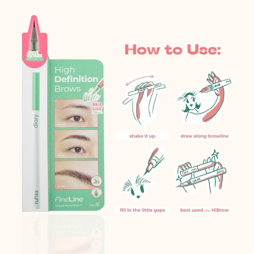 Jual RUHEEDIARY Fine Line Liquid Brow Pen 0,8gram Waterproof Eyebrow ...
