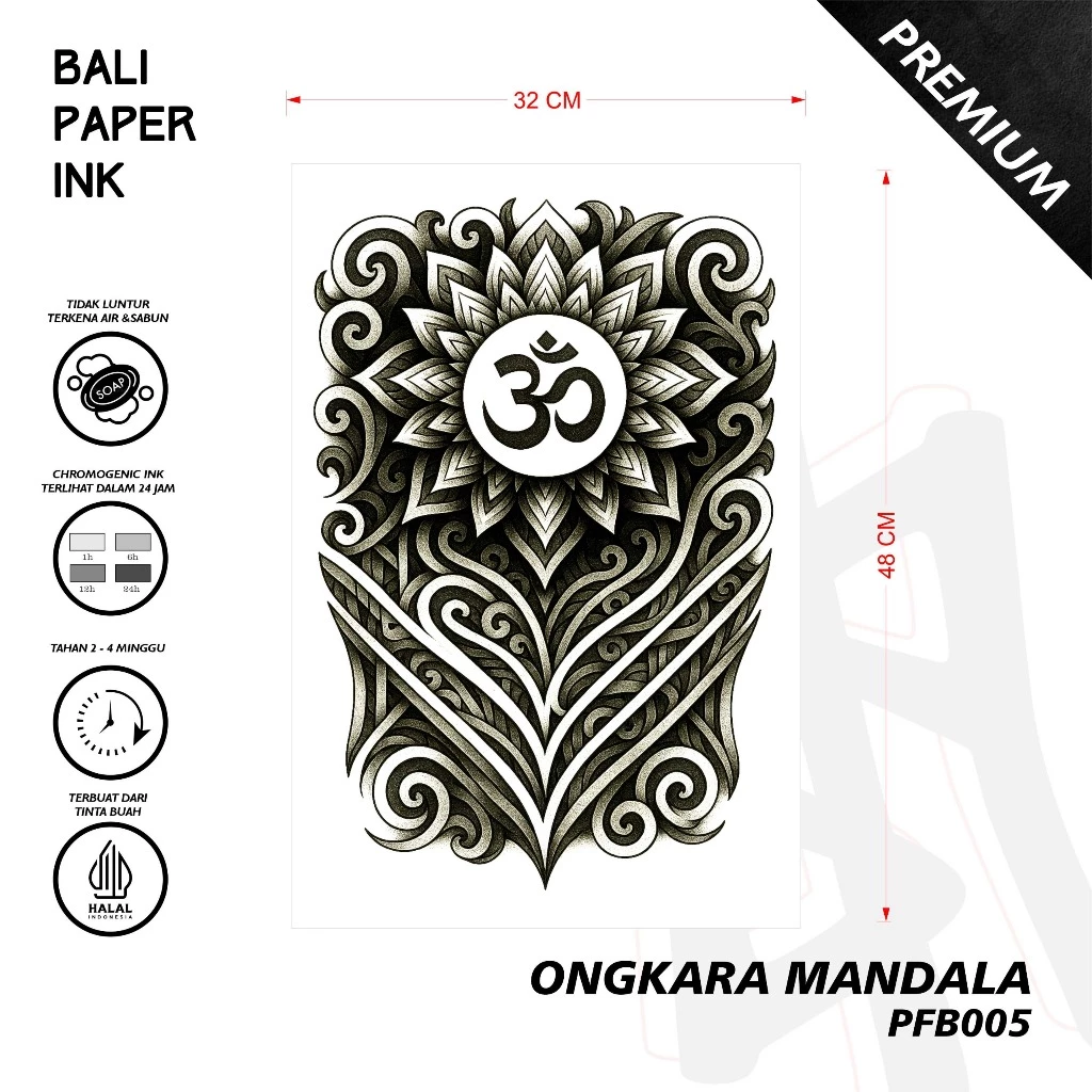 Tato Temporer Premium Punggung Mandala Bali Paper Ink PFB005 - Segera Dapatkan Tato Unik Anda!