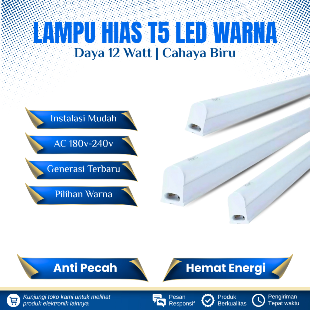 Jual LAMPU TL NEON T5 LED 12 WATT 90 CM CAHAYA BIRU LAMPU HIAS/DEKORASI ...