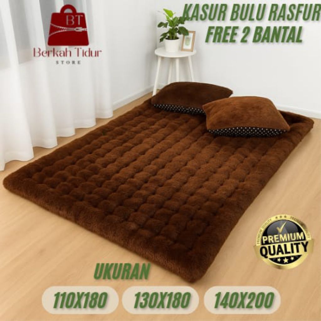 Jual Kasur Lantai Matras Bulu Rasfur Gender Empuk Tebal Free 2 bantal ...