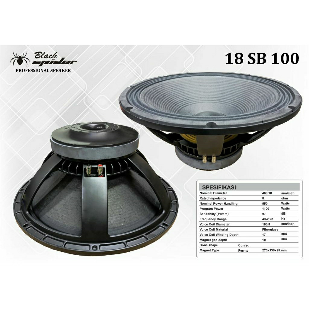 Jual Speaker Komponen BlackSpider 18 SB100 Speaker Black Spider