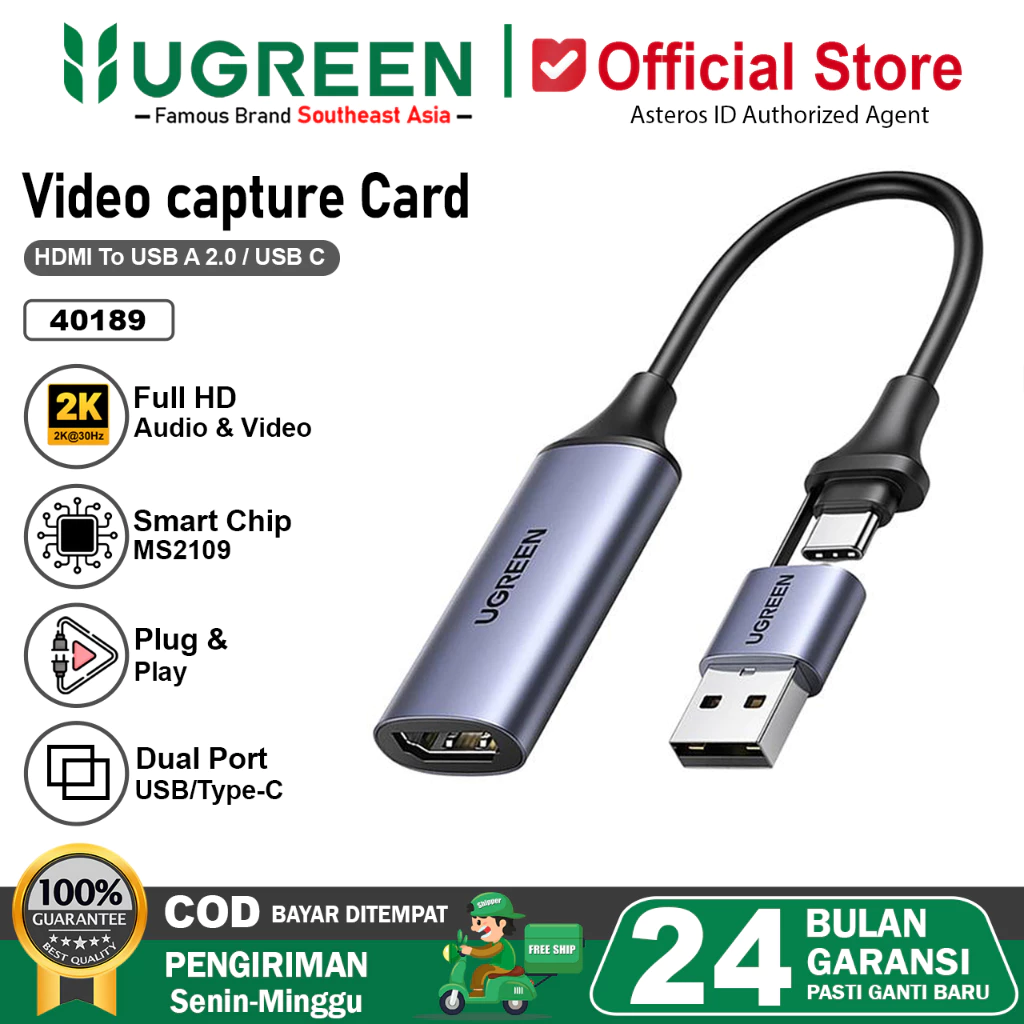 UGREEN Video Capture Card HDMI HD 4K 60Hz Mac Windows Android 40189