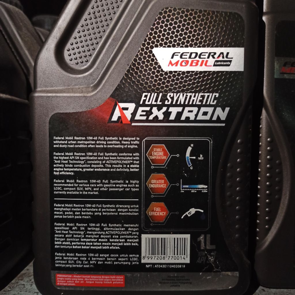 Jual OLI MESIN FEDERAL REXTRON SAE 10W-40 (1Lt) | Shopee Indonesia