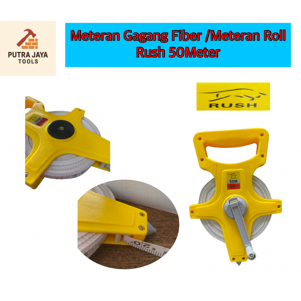 Jual Meteran Gagang Fiber / Meteran Roll Rush 50 Meter Harga PER 1PCS ...